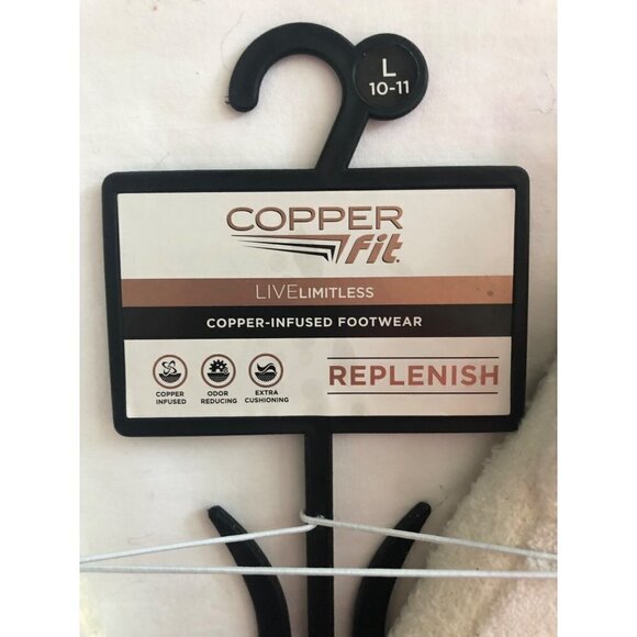 Copper Fit Womens Slippers Size L 10-11 Slip On Off White Extra Cushion NEW - Picture 3 of 5